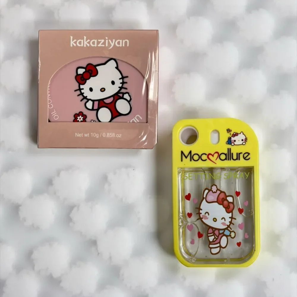 NWT NIB Mocallure Hello Kitty Loose Setting Powder Compact and Setting Spray Set